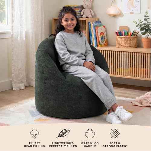 Big Joe Milano Lightweight Kids Bean Bag Chair, Mosswood