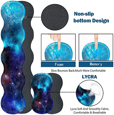 Extended Gaming Mouse Pad, Keyboard Wrist Rest Pad, Wrist Support Mousepad Set, Artso Large Rubber Base Stitched Edges, Multifunctional Desk Pad (35 x15.5 in) for Work, Office, Home, Universe Galaxy