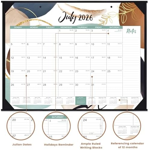 2026-2027 Desk Calendar - Desk Calendar 22'' x 17'', Jul 2026 - Dec 2027