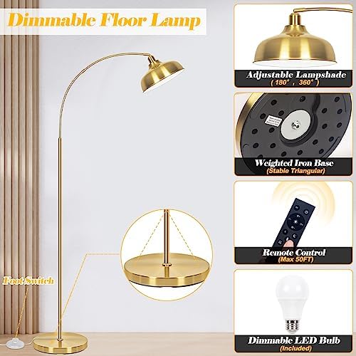 Gold Floor Lamps for Living Room- Arc Floor Lamps over Coach Lamp 70”