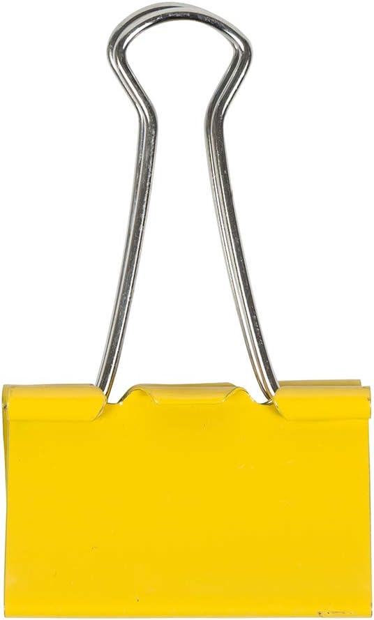 JAM PAPER Colorful Binder Clips - Large - 1 1/2 Inch (41 mm) - Yellow Binderclips - 12/Pack