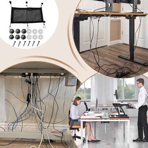 Cable Management Under Desk Large Capacity Adjustable Cord Organization