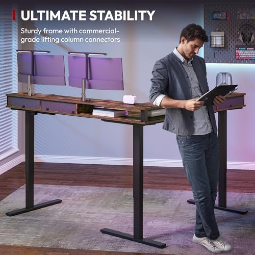 SANODESK 71x63 Electric L-Shaped Corner Standing Desk with 4 Drawers