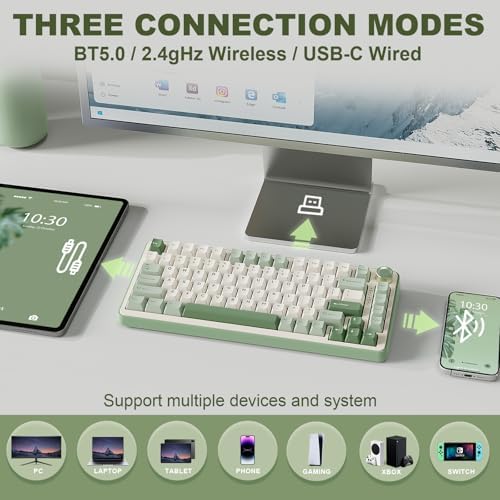 YUNZII B75 PRO 75% Wireless Mechanical Keyboard(Matcha Green,MilkV2)