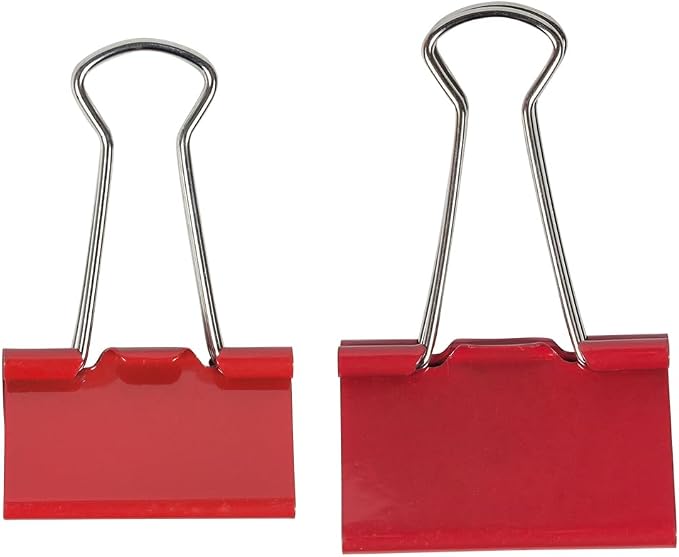 JAM PAPER Colorful Binder Clips Assortment - Medium & Large Size - Red Binderclips - 27 Clips/Pack