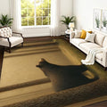 Tranquil Scene Bear Pine Trees Soft Gradient Area Rug Outdoor Patio Rug Play Mat Modern Floor Carpet Non-Slip Home Decor Living Room Kids Bedroom Nursery, 9x12 ft