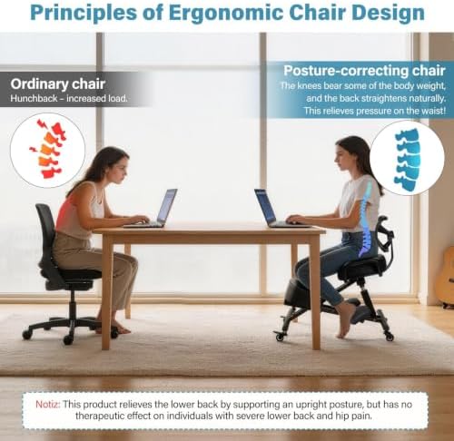 Ergonomic Kneeling Chair with Backrest and Footrest Adjustable Desk Chair