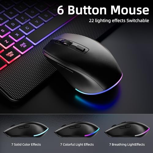 Hamile Wireless Keyboard and Mouse Combo, RGB Backlit, Ergonomic Wrist Rest
