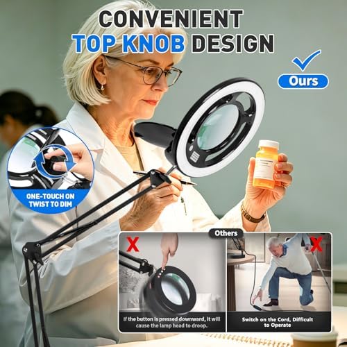KIRKAS Magnifying Glass with Light, 2,200 Lumens Magnifying Lamp 12X