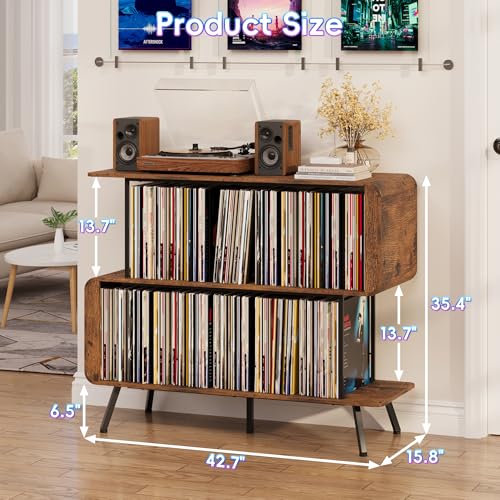 Record Player Stand with Vinyl Record Storage - 3-Tier Record Player Table