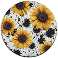 Room Sofa Yoga Soft Round Carpet, Home Decor Non Slip Kitchen Office Circle Rug, Machine Washable Modern Round Area Rug 80s Vintage Sunflower Cow Print, 24inch