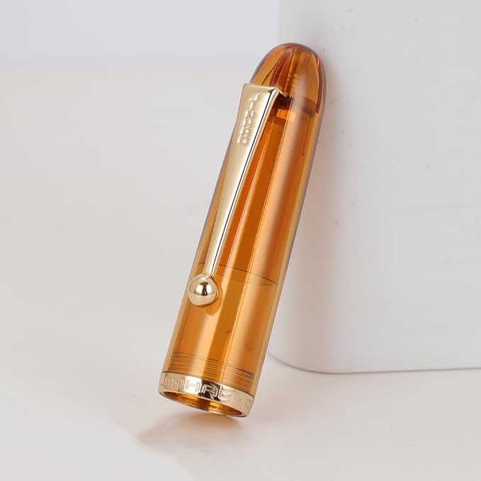 Jinhao 9016 Fountain Pen Fine Point, Dadao Series Transparent Amble Acrylic Heartbeat Nib with Large Converter for Writing