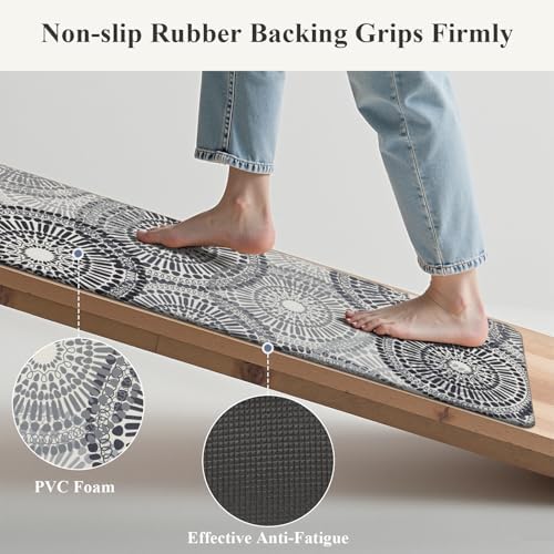 HEBE Anti Fatigue Kitchen Rugs Set of 2, Cushioned Kitchen Mats for Floor