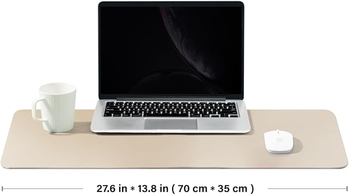 Leather Desk Mat - Non-Slip PU Desk Pad for Office and Home - Desk Organization and Accessories - Ideal for Large Mouse Pad and Desk Mats on Top of Desks (Champagne Gold,27.6"x 13.8")