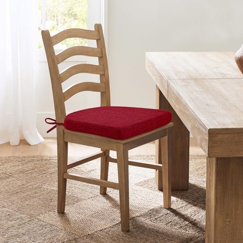 Chair Cushions for Dining Chairs, Non Slip Chair Pads with Ties and Washable Covers, Memory Foam Kitchen Chair Cushions Set of 8, 16"X16"X2.5", Red
