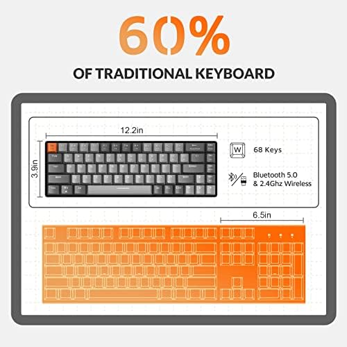 MAGIC-REFINER RK68 Compact 68 Keys Wireless Mechanical Gaming Keyboard