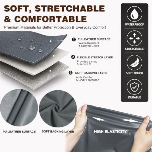 NeColorLife Large Waterproof PU Leather Office Chair Seat Cover
