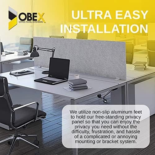OBEX Free Standing Desk PET Privacy Screen, Table Top Home & Office Furniture Partitions and Dividers, Portable Workstation Freestanding Panels, 24" x 30" Stone
