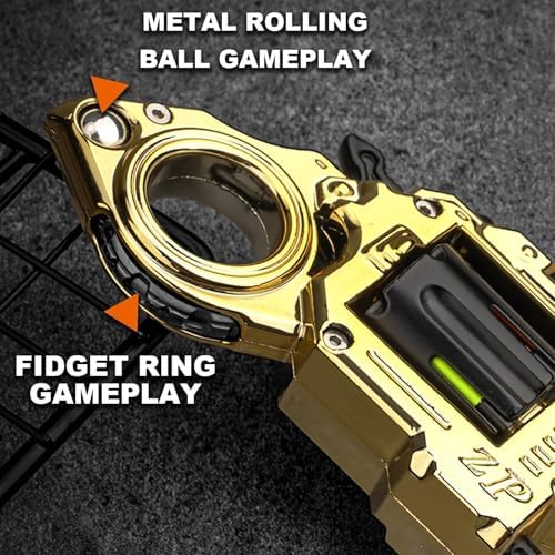 Metal Fidget Toys Adults Gun: Fidget Spinner Cool Fidget Toy for Men Stress Relief Spinner Ring for Finger Concentration Office Study Travel Gift for Man(Black)