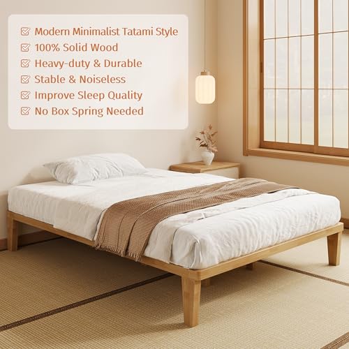 IOTXY Cal King Platform Bed Frame - 12" Solid Wood Mattress Foundation Base
