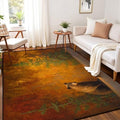 Calming Bear Forest Harmonious Warm Sunset Colors Area Rug Outdoor Patio Rug Play Mat Modern Floor Carpet Non-Slip Home Decor Living Room Kids Bedroom Nursery, 6x9 ft