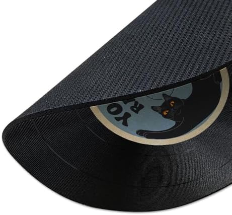 Non-Slip Round Mousepad, WIRESTER Black Cat Yowl Yowl Records Mouse Pad for Home, Office and Gaming Desk