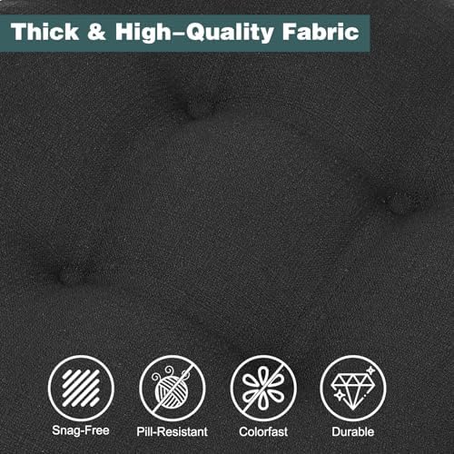 baibu 2-Layer Dining Chair Cushions, 6 Pack, 16.5 x 16.5 x 3.5 in, Black