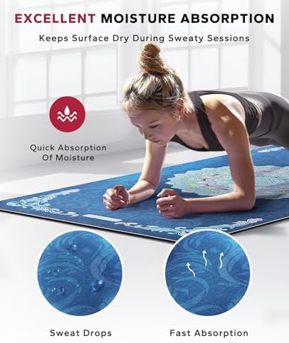 HAPBEAR Large Yoga Mat - 72"x36" Extra Wide Exercise Mat - 1/4" Thick Dual Color PVC | Anti-Slip Surface & High Cushioning - Ideal for Yoga, Pilates & Home Workouts - Bonus Mesh Bag
