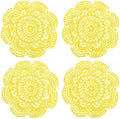 uxcell 4 Pcs Crochet Handmade Cotton Placemat Doilies for Table 7.9" Yellow