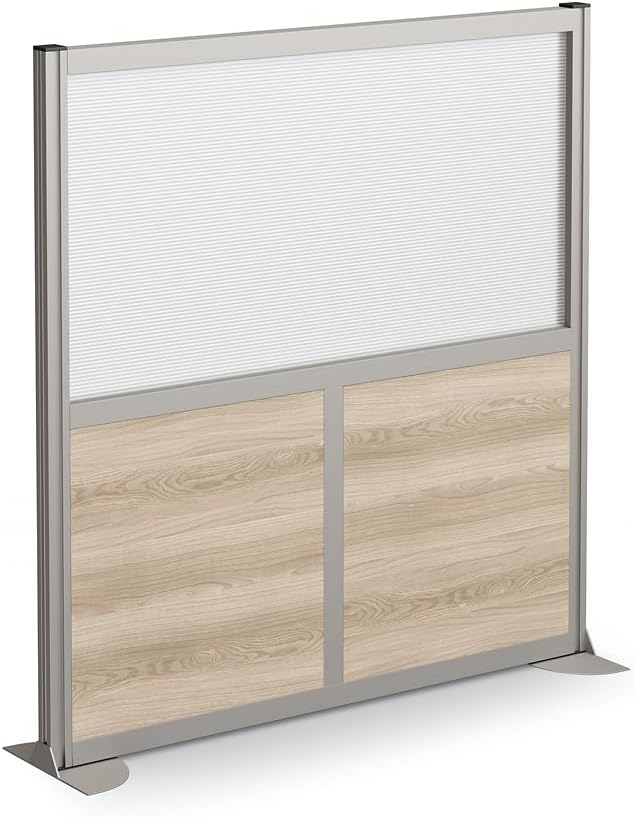 NBF Office Partitions - Cubicle Privacy Panel Wall Divider - Modern Room Separator with Quick Assembly - Indoor Laminate Free Standing Portable Room Divider Panel - 52" H x 49" W (Warm Ash)