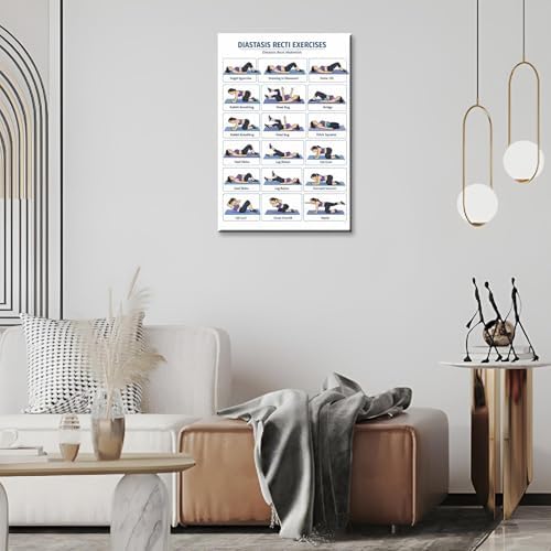 Diastasis Recti Repair Exercise Poster, 18 Illustrated Postpartum Abdomen Healing Moves Chart, Bodyweight Postnatal Core & Pelvic Floor Training Guide for Diastasis Recti Abdominis Recovery Workout(24x36inchs，Unframed)