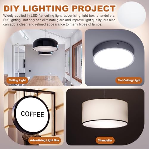 PATIKIL Lampshade Diffuser, 2 Pack 14.5" Diameter Round Diffuser for Drum Lampshades Pendants Light, DIY Light Shield, Frosted White