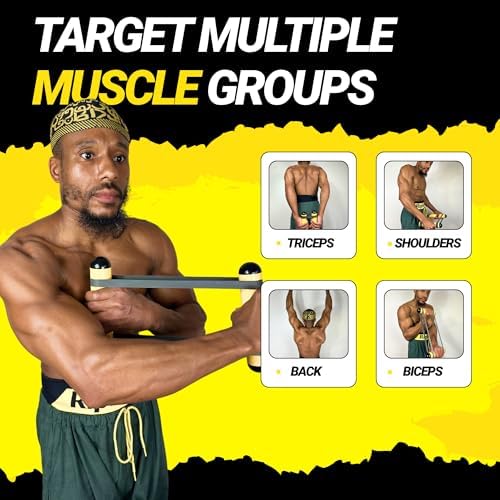 Premium RipStick Pillz, Workout Equipment for Joint Rehab, Shoulder Strength, Resistance Training, and Muscle Building, with 6 Adjustable Resistance Bands