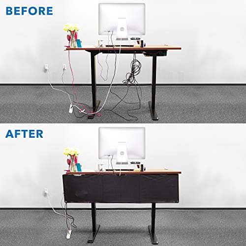 Mount-It! Under Desk Modesty Panel for Office Desks and Sit Stand Workstations [60 Inches Wide] Mesh Organizer Pockets for Cables and Wires (Black)