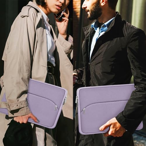 Laptop Sleeve Case 13.3 inch, Portable Monitor Protective Laptop Case with Front Pocket Computer Bag Compatible with MacBook Air Pro 13.3 inch 14 inch, Dell, HP, Lavender