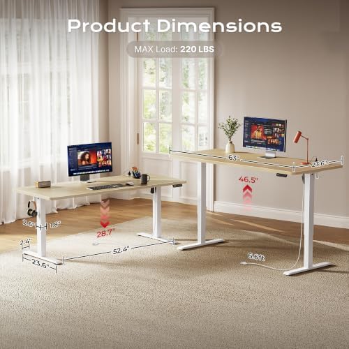 Huuger 63 X 24 Inch Electric Standing Desk with Power Outlets