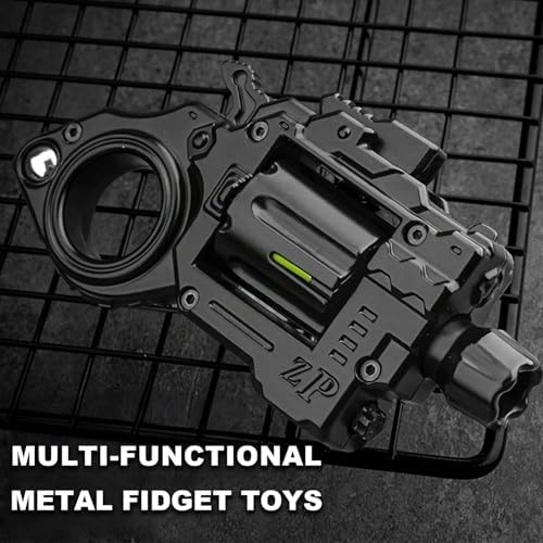 Metal Fidget Toys Adults Gun: Fidget Spinner Cool Fidget Toy for Men Stress Relief Spinner Ring for Finger Concentration Office Study Travel Gift for Man(Black)