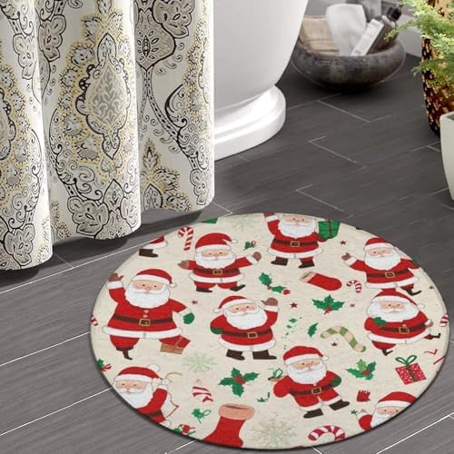 Highly Premium Quality Floor Mat, Office Chair Decor Mat, Room Sofa Yoga Soft Round Carpet Cute Cartoon Santa Claus Christmas