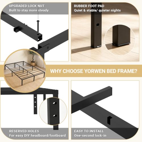 14" Queen Bed Frame Sturdy Metal Platform for More Storage No Box Spring