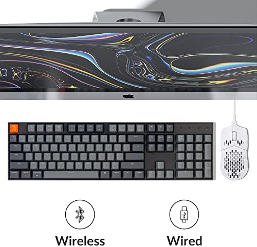 Keychron K10 Full Size 104 Keys Bluetooth Wireless Mechanical Gaming Keyboard for Mac Windows with Keychron Super Brown Switch, Multitasking/White LED Backlight/USB C Wired Computer Keyboard