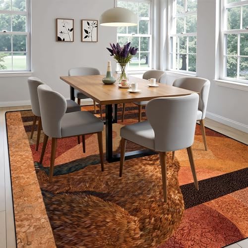 Peaceful Bear Amidst Tall Pines Soft Painted Area Rug Outdoor Patio Rug Play Mat Modern Floor Carpet Non-Slip Home Decor Living Room Kids Bedroom Nursery, 6x9 ft