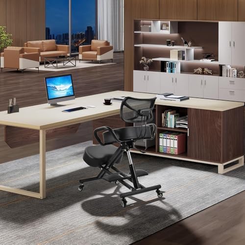 Ergonomic Kneeling Chair with Backrest and Footrest Adjustable Desk Chair