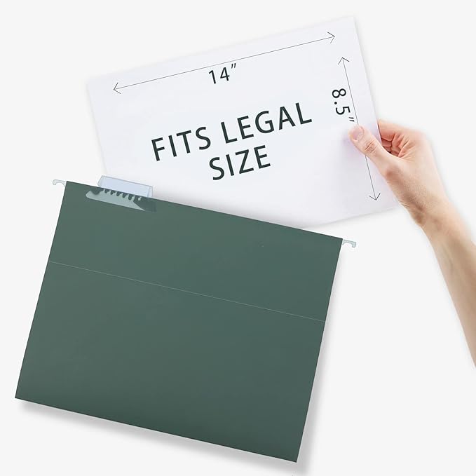 HERKKA Extra Capacity Hanging File Folders, 30 Pack Reinforced Legal Size Hanging Folders with Heavy Duty 1 Inch Expansion, Designed for Bulky Files, Medical Charts, Green
