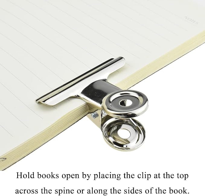 HAHIYO 2inch Silver Bulldog Clips Metal File Hinge Binder Clips Clamps Save Space Strong Spring Jaws Rock Solid Grip Book Lay Flat Deburred Edge for Hang Photos Wall Grid Dog Food 13PCS