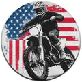 Women's Large Home Decor Mat, Soft Round Yoga Carpet, Non Slip Machine Washable Home Office Circle Rug American Flag Dirt Bike Motocross