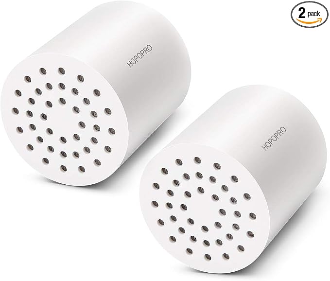 HOPOPRO NBC News Recommended Brand 18 Stages Shower Filter Replacement 2 Pack High Output Shower Filter Cartridge Replacement for Shower Systems Removing Chlorine Fluoride Heavy Metals