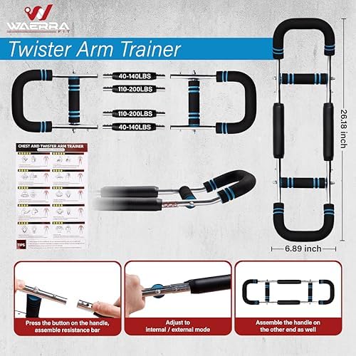 Twister Arm Trainer - Chest Workout Equipment for Home Gym, Forearm Trainer & Muscle Exerciser for Men and Women, Portable Home Workout Strength Training, Upper Body Exercise Bar
