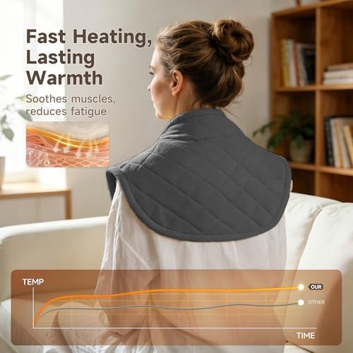 GOTCOZY Heating Pad 22"x23" for Back Pain Relief & Cramps(Slate Gray)