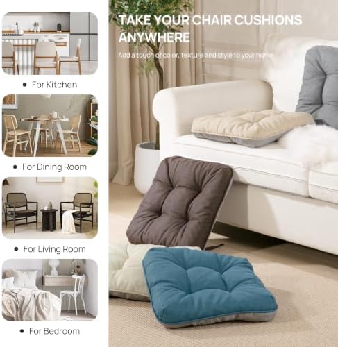 Love's cabin Memory Foam Chair Cushions Set of 4, 15.5 Inch, Brown