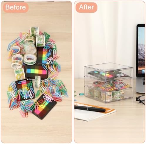 BTSKY Clear Storage Organizer with Drawers, 3-Layer Desktop Organizer